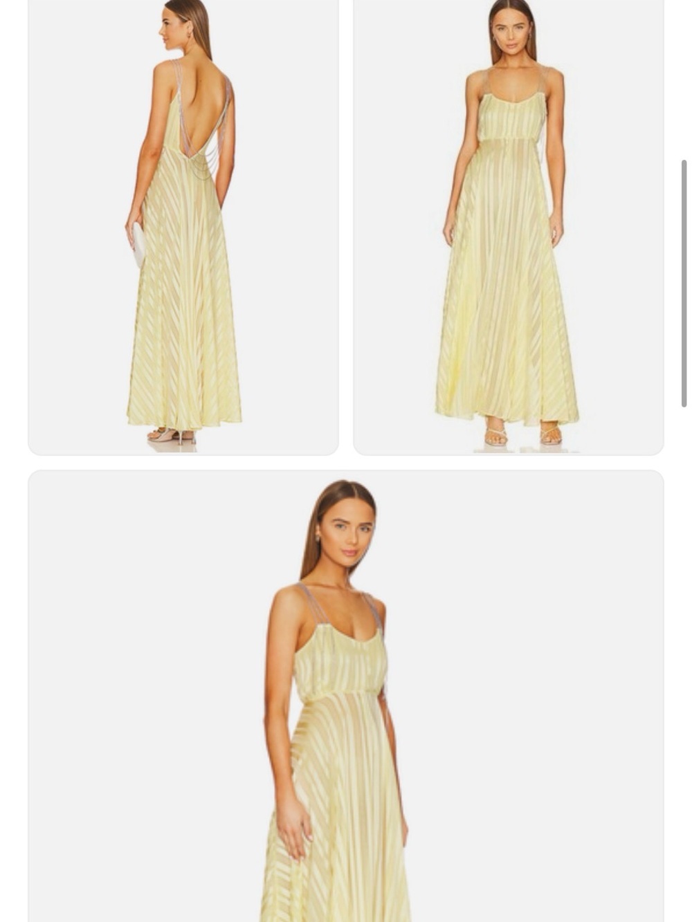 LoveShackFancy Darralis Dress in Soft Yellow Maxi Crystal Straps